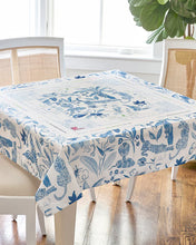 Load image into Gallery viewer, Amazon Blue Instructional Mahjong Tablecloth | American Mahjong Table Cover