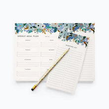 Load image into Gallery viewer, Rifle Paper Co. Blue Garden Party Meal Planner | Grocery List Notepad
