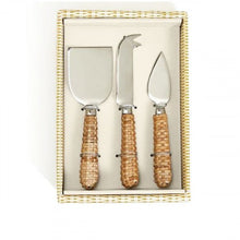 Load image into Gallery viewer, Wicker Weave Cheese Serving Knife Set
