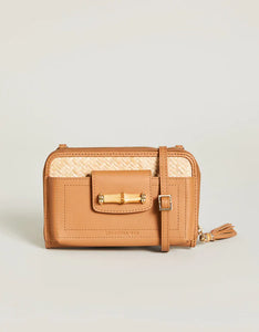 Rattan Multi-Phone Crossbody Caramel