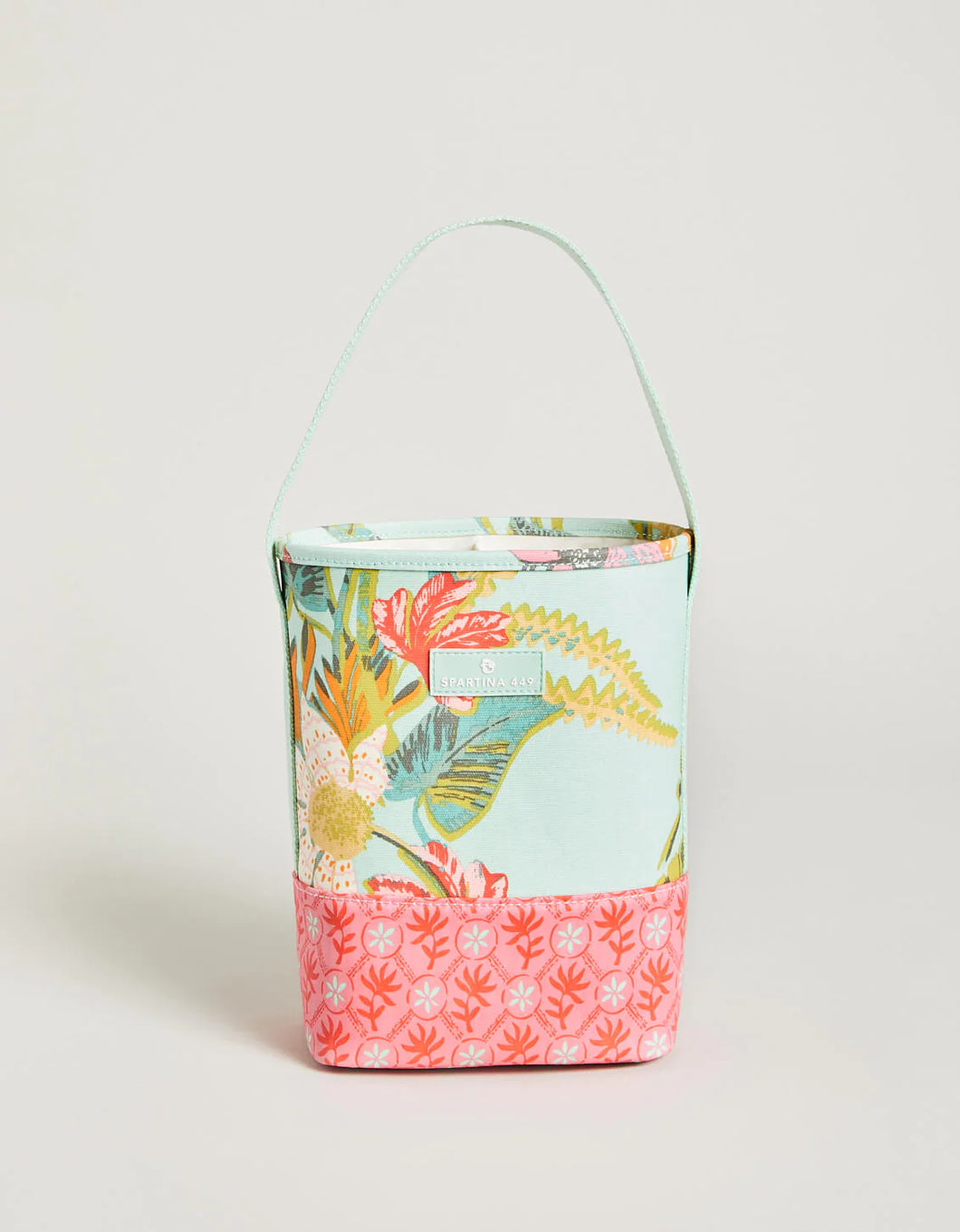 Double Wine Caddy Queenie Tropical Floral Sea Foam