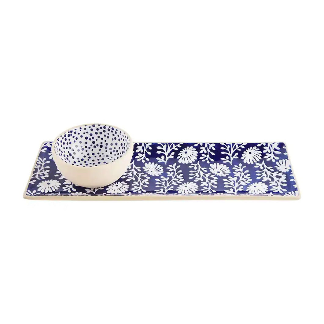 Blue Indigo Tray and Dip Set