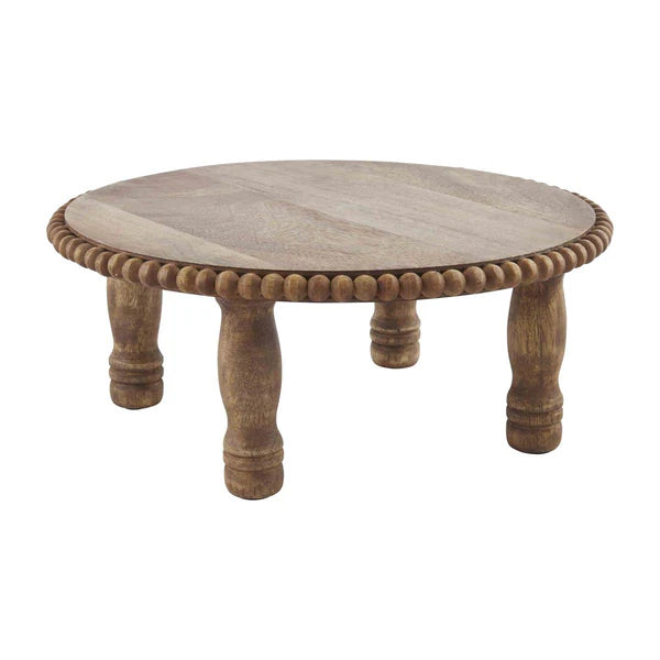 Beaded Natural Wood Pedestal