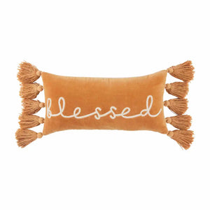 Orange Velvet Applique Lumbar Pillow