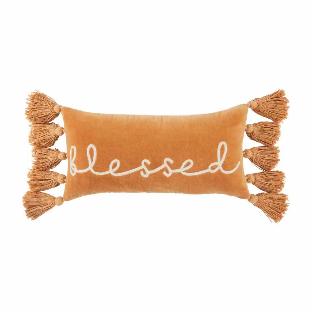 Orange Velvet Applique Lumbar Pillow