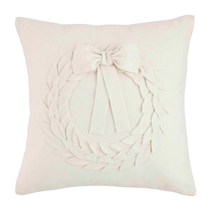 White Felt Wool Wreath Pillow