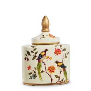 12.5" Bird and Floral Ginger Jar