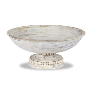 Beaded Pedestal Serving Bowl - White