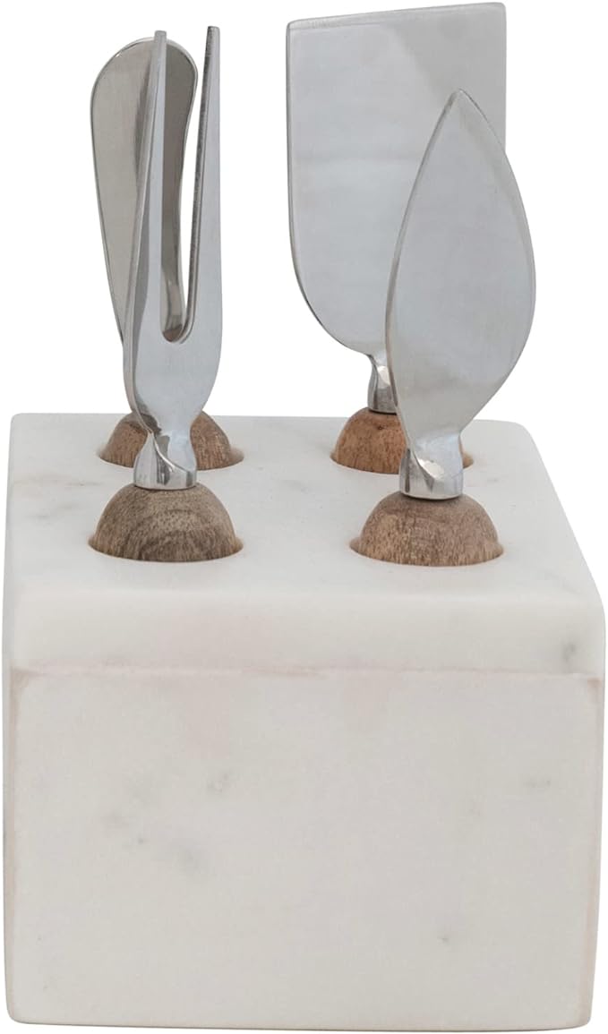 Stainless Steel Cheese Servers w/ Marble Stand