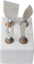 Load image into Gallery viewer, Stainless Steel Cheese Servers w/ Marble Stand
