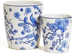 Blue and White Blossom Bird Planter