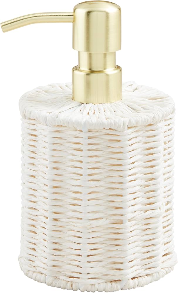 White Woven Seagrass Soap Dispenser