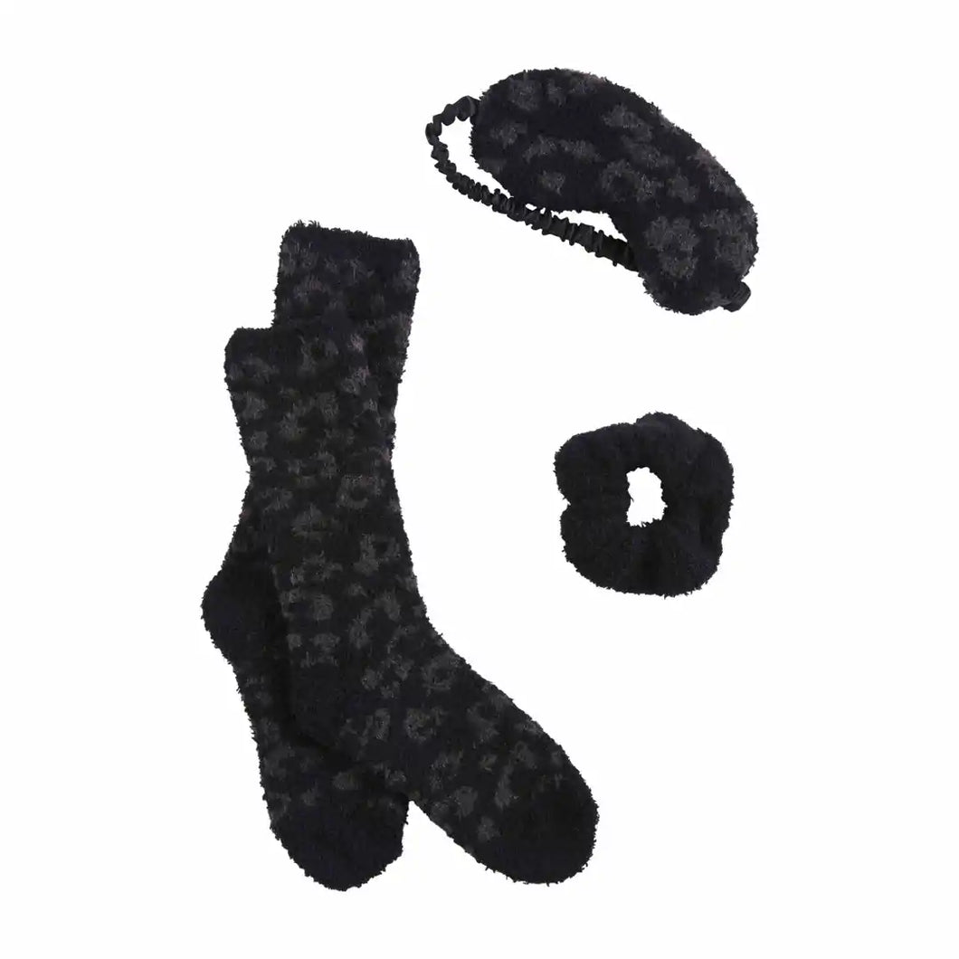 Chenille Socks Gift Set- Black