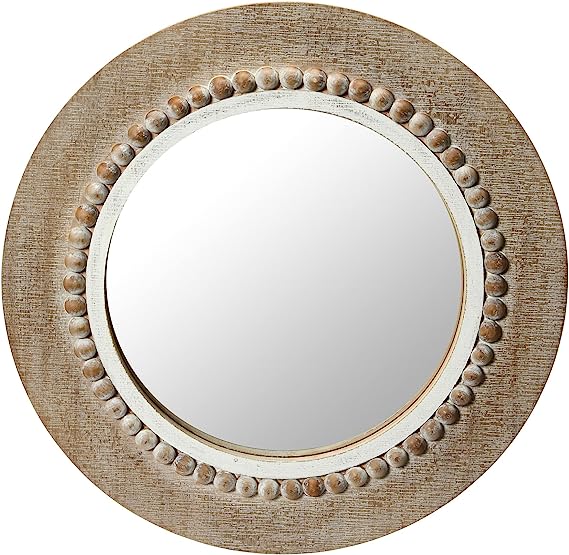 Round Wood Wall Mirror