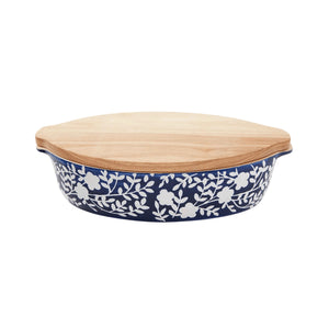 Indigo Baker with Wood Lid