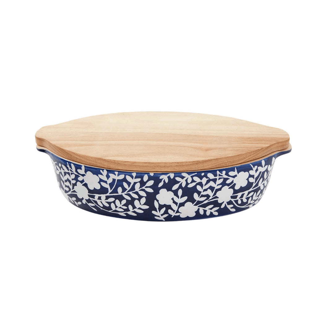 Indigo Baker with Wood Lid