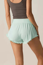 Load image into Gallery viewer, Faceplant Dreams Ruffle Shorts Aqua | Soft Bamboo Sleep Shorts

