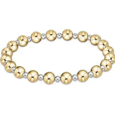 Classic Grateful Pattern 6mm Bead Bracelet - Mixed Metal