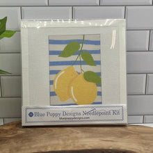Load image into Gallery viewer, Two Lemons on Blue Stripes Needlepoint Kit
