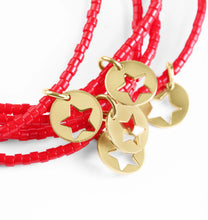 Load image into Gallery viewer, extend hope classic bracelet - bright red - star small gold disc
