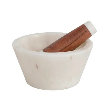 Marble & Acacia Mortar & Pestle