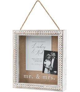 Wood Beaded Mr. Mrs. Shadow Box