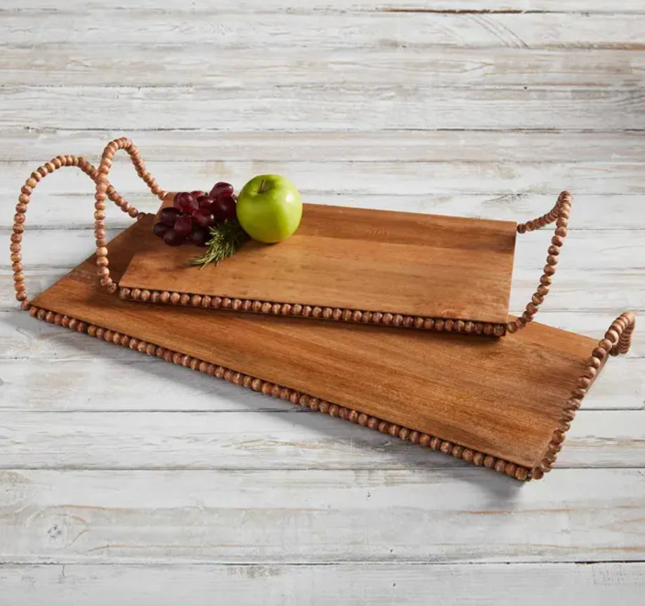 Beaded Wood Handle Tray