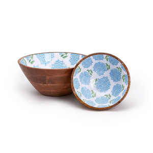 hydrangea handcrafted wood bowl