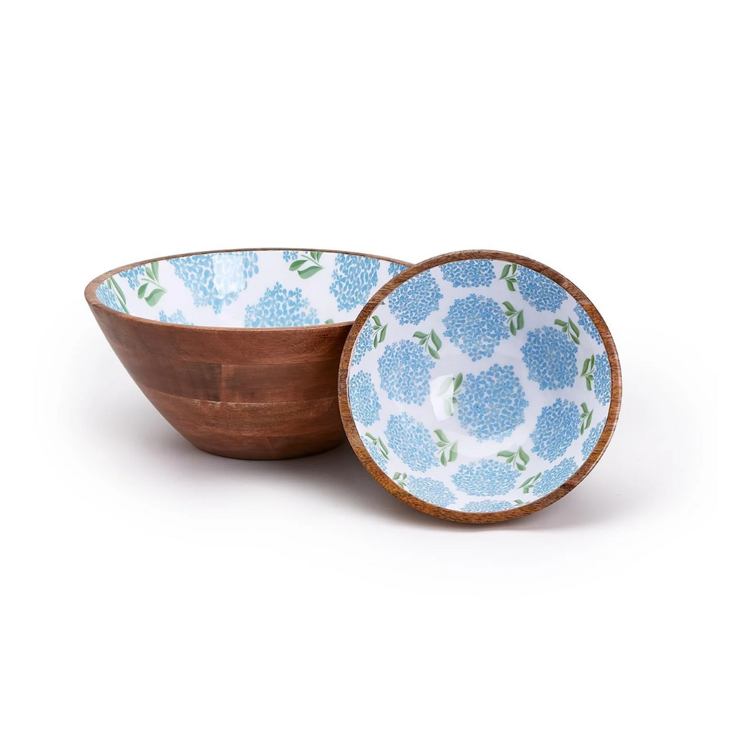 hydrangea handcrafted wood bowl