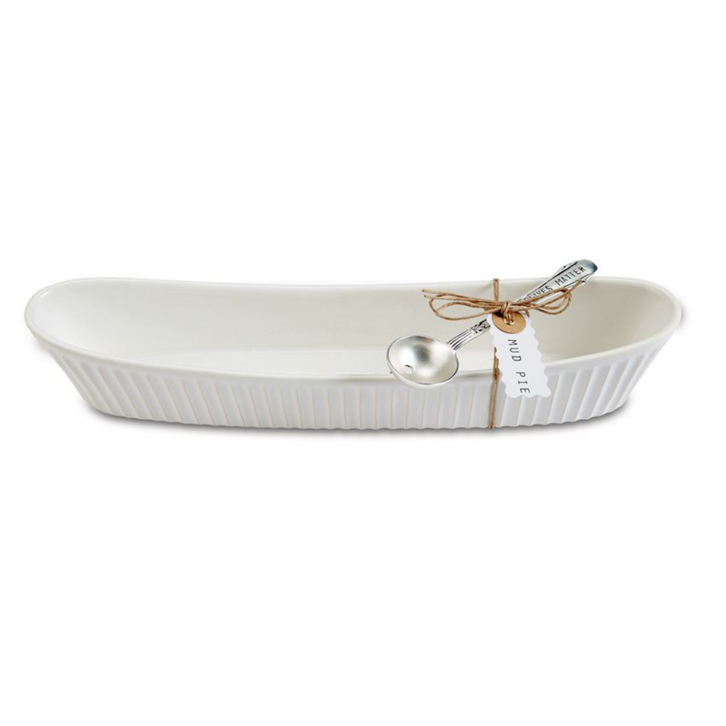 Olive boat and tong set