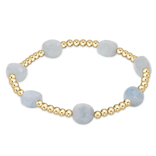 Admire Gold 3mm Bead Bracelet - Aquamarine