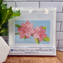 Load image into Gallery viewer, Azaleas Needlepoint Kit on Blue
