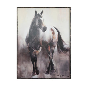 Wood Framed Wall Canvas with Horse