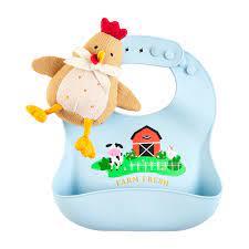 Blue Farm Silicone Bib Rattle