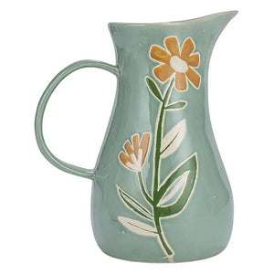 Stoneware Pitcher w/ Flowers