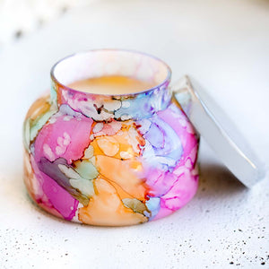 Volcano Rainbow Watercolor Candle