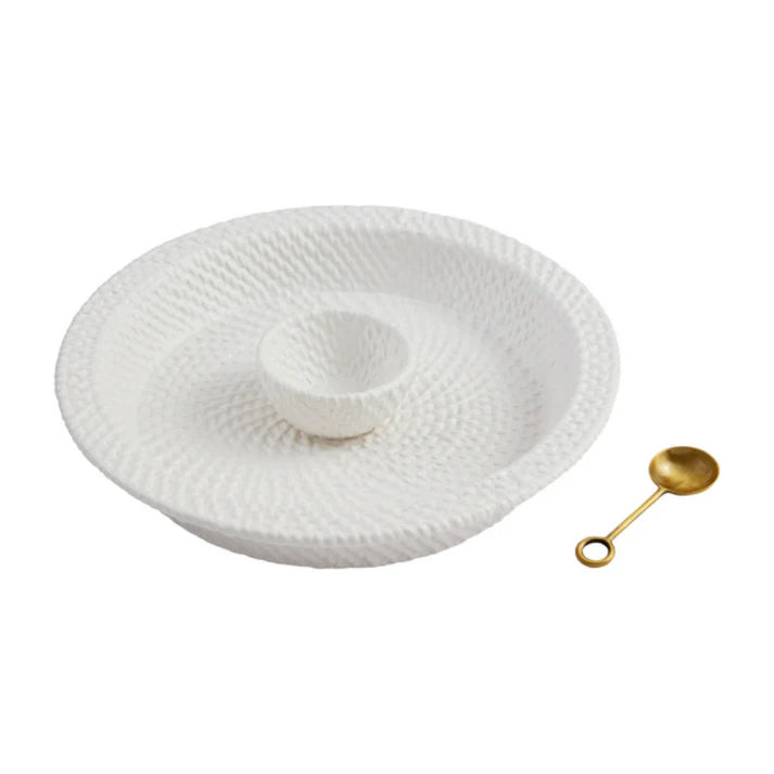 Woven Stoneware Chip and Dip Server Set