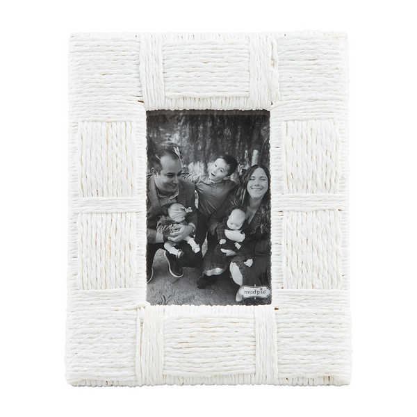 Small White Grass Woven Frame
