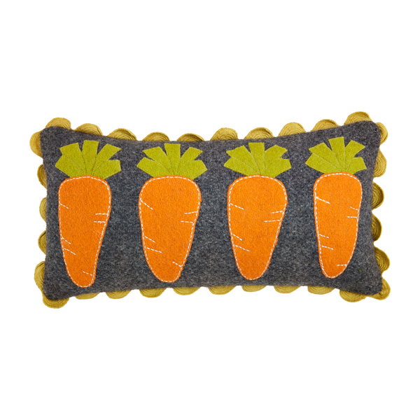 Carrot Mini Felted Wool Pillow