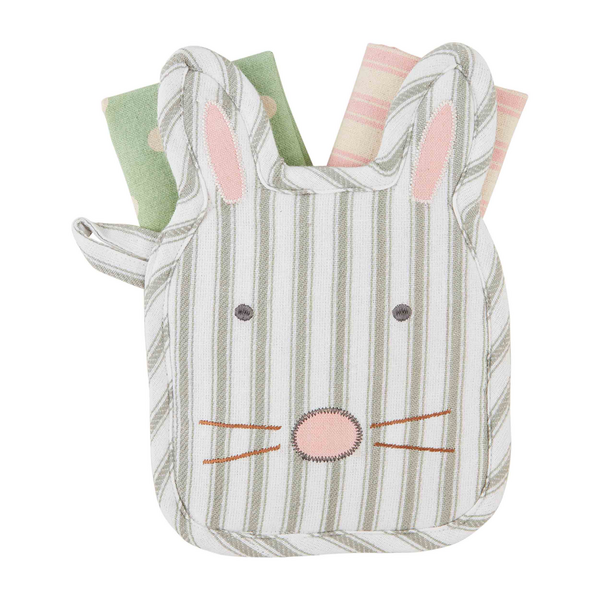 Bunny Face Pot Holder Towel Set