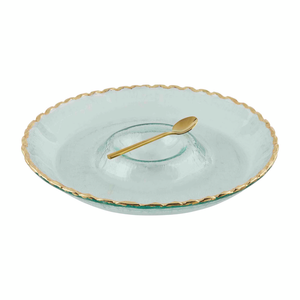 Glass Gold Chip and Dip Set